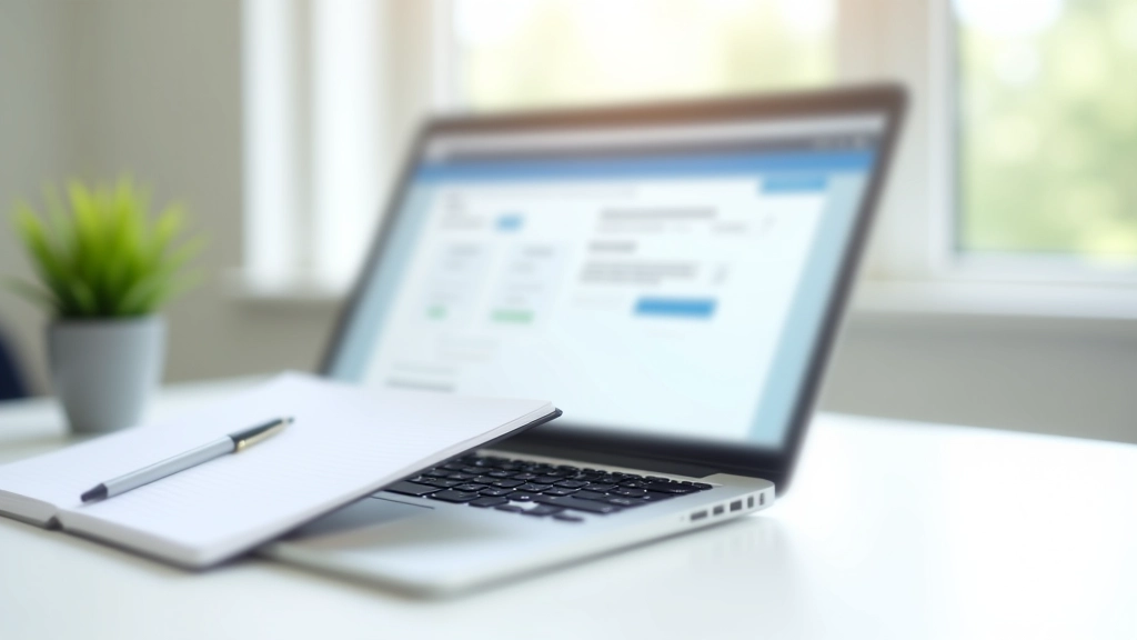 Online Banking Bildschirm mit Dauerauftrag-Einstellung, Laptop auf hellem Schreibtisch