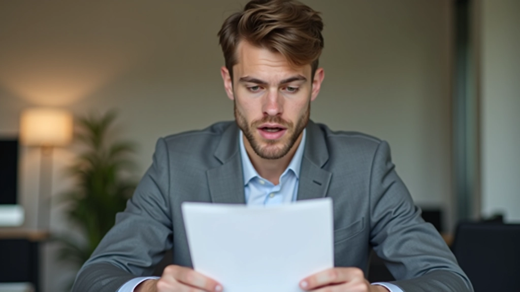 Überraschte Person schaut auf Kontoauszug mit roten Zahlen und hohen Ausgaben